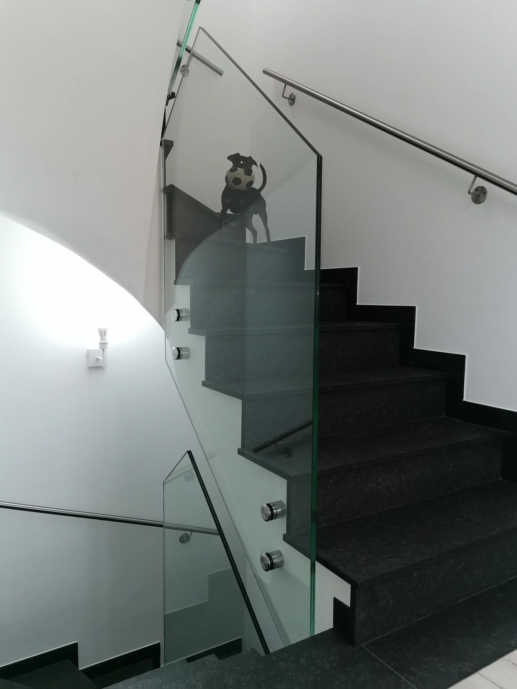 Treppenhaus Verglasung Absturzsicherung mit Punkthaltern Bild 5